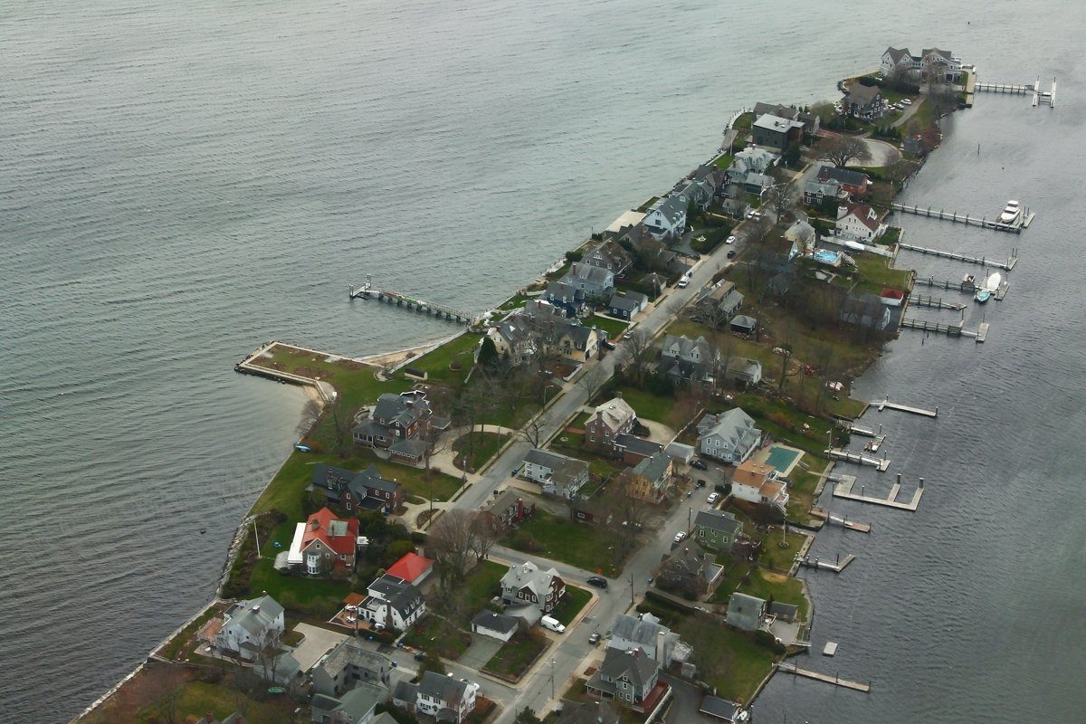 Aerial view of Pawtuxet Neck in Cranston, Rhode Island