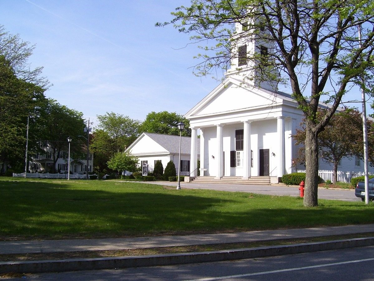 Slatersville Common and church in North Smithfield, Rhode Island